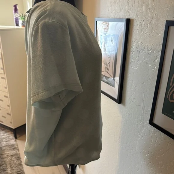 Donna Karan Green Blouse with Relaxed Tie Front - Picture 7 of 10